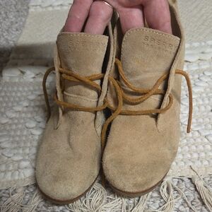 Sperry Harlow Tan Suede Lace-Up Wedge